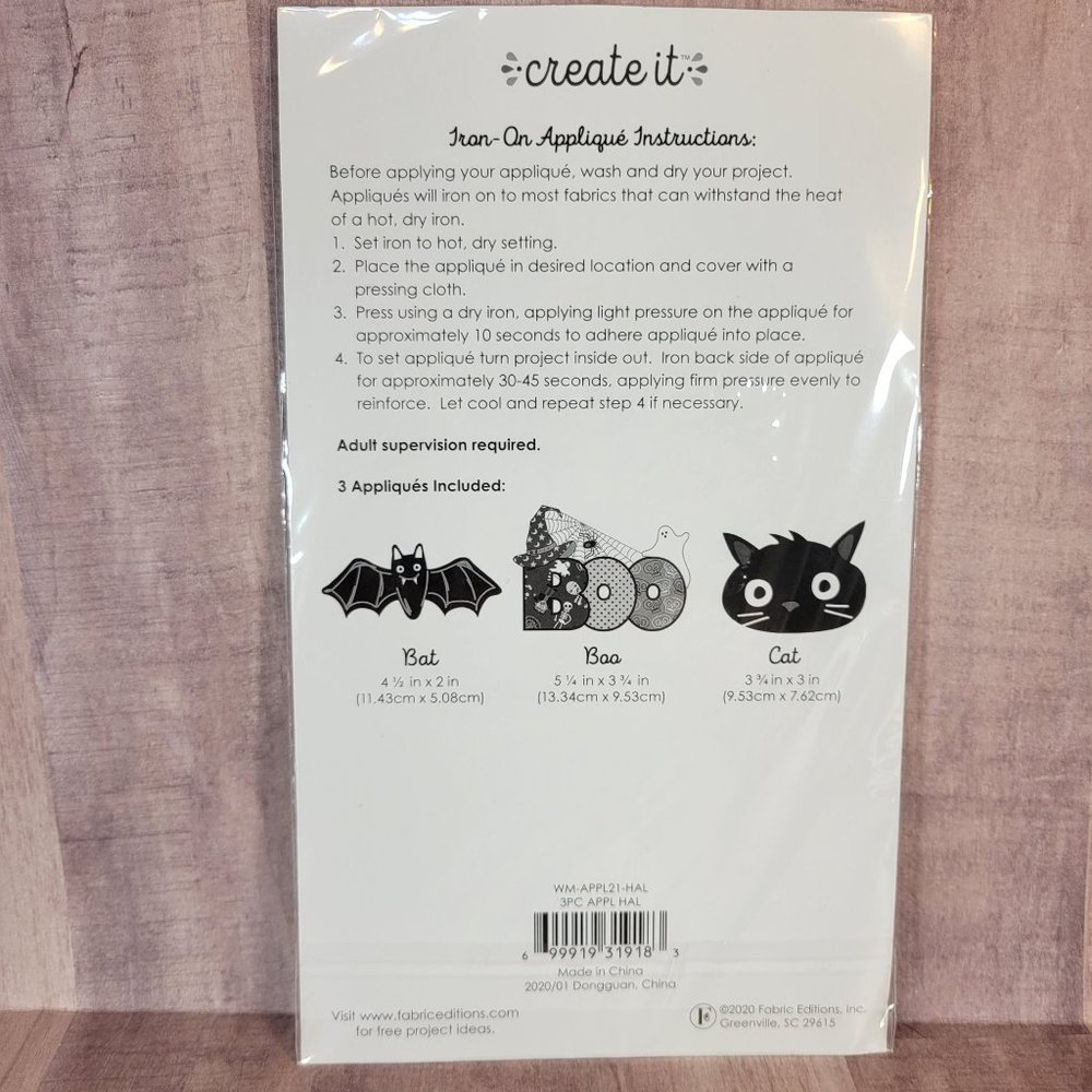 NEW Create It Iron On Appliques Halloween Boo Cat Bat Spider Crafts Upcycle - Picture 2 of 5